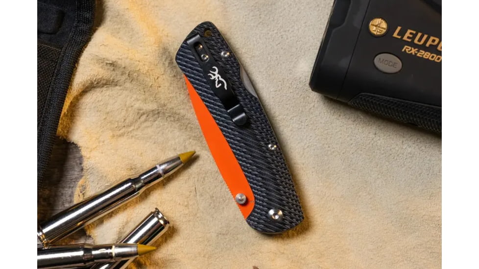 Browning Back Country Folding Knife - Box, 3in, D2 High Carbon Steel, Drop Point, G10 Handle, N, 3220524B