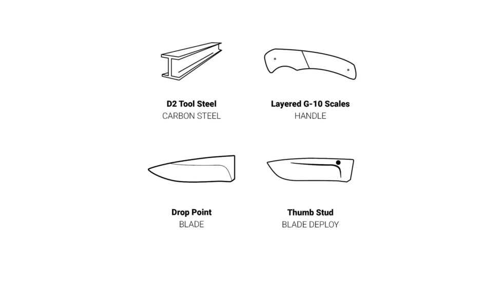 Browning Back Country Folding Knife - Box, 3in, D2 High Carbon Steel, Drop Point, G10 Handle, N, 3220524B