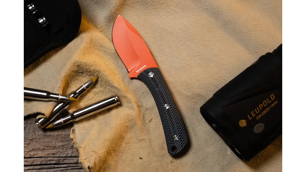 Browning Back Country Small Fixed Blade Knife, 2.75in, Deep Belly Skinner, Composite Handle, Blaze, 3220499