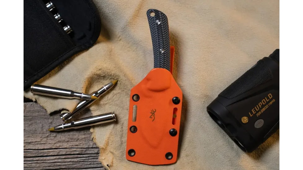 Browning Back Country Small Fixed Blade Knife, 2.75in, Deep Belly Skinner, Composite Handle, Blaze, 3220499