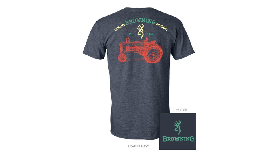 Browning Bg Men's T-shirt Buckmark Tractor X-large Navy
