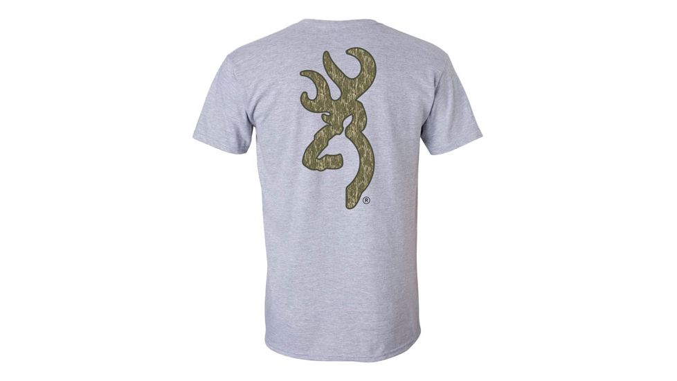 Browning Bg Men's T-shirt Mo Bottomland Buckmark Logo X-large Grey