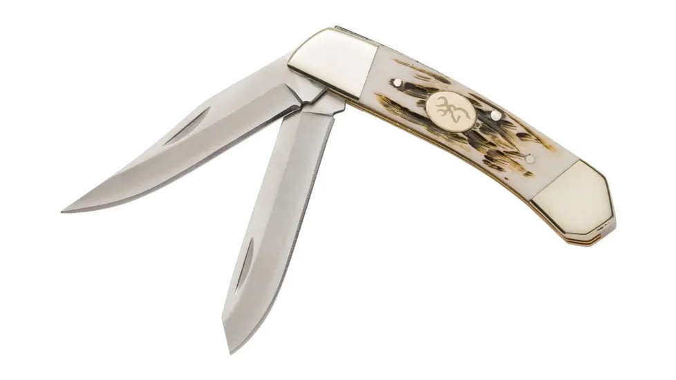 Browning Bone Bluff Folding Knife, 2.625in, Swedish Sandvik 12C27, Clip Point, Bone Handle, N, 3220477