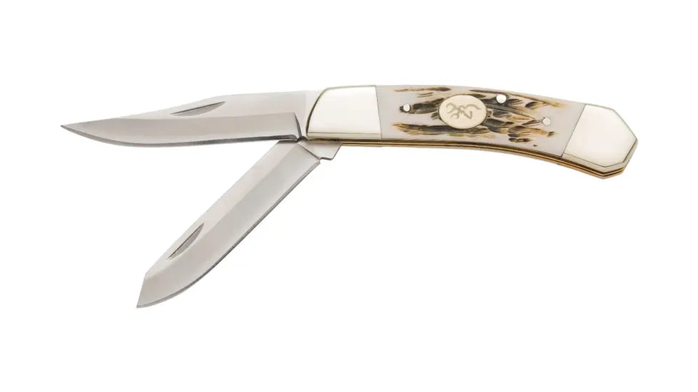 Browning Bone Bluff Folding Knife, 2.625in, Swedish Sandvik 12C27, Clip Point, Bone Handle, N, 3220477