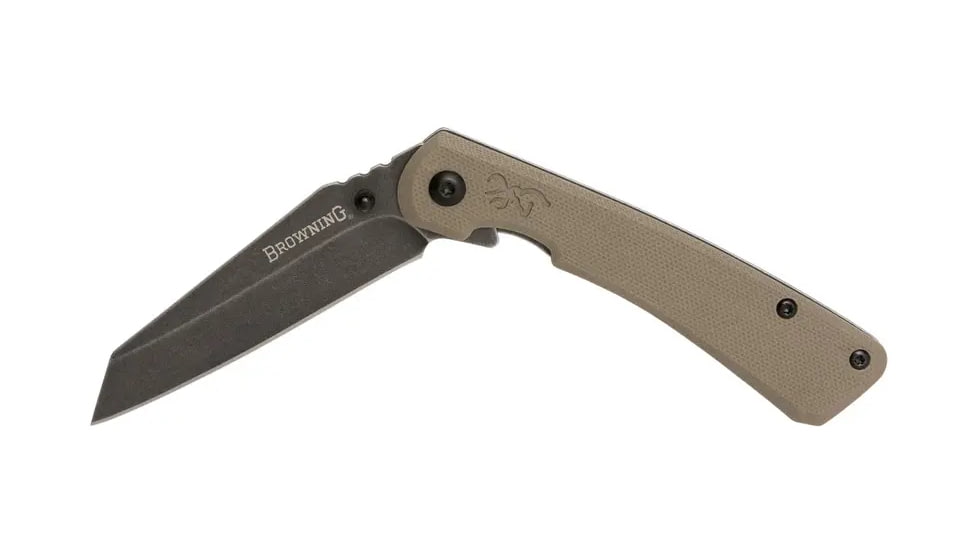 Browning Branded Rock Field 3in Assisted Opening Folding Knife, 7Cr17Mov, Wharncliffe, G10 Handle, N, 3220512