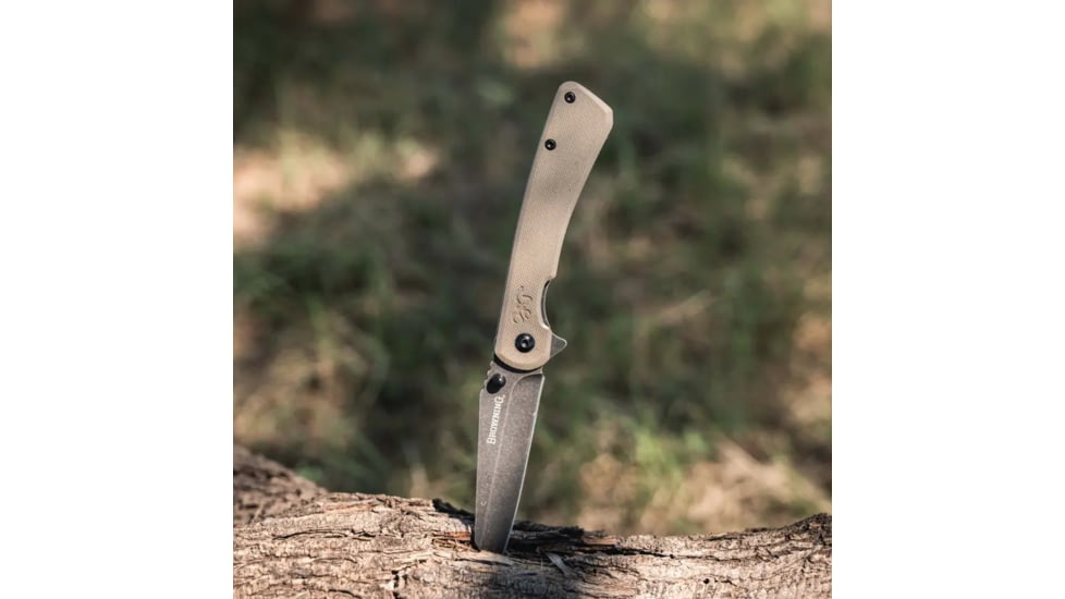 Browning Branded Rock Field 3in Assisted Opening Folding Knife, 7Cr17Mov, Wharncliffe, G10 Handle, N, 3220512