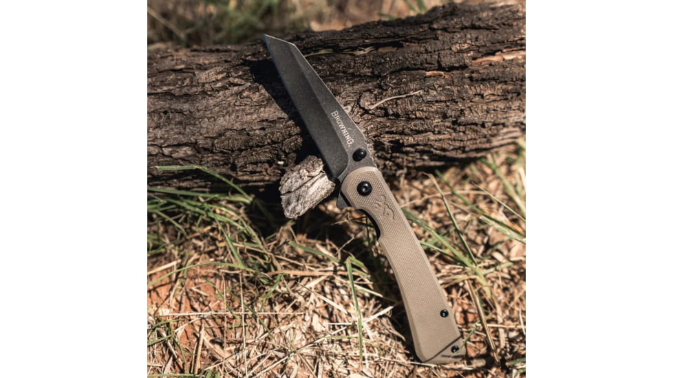 Browning Branded Rock Field 3in Assisted Opening Folding Knife, 7Cr17Mov, Wharncliffe, G10 Handle, N, 3220512