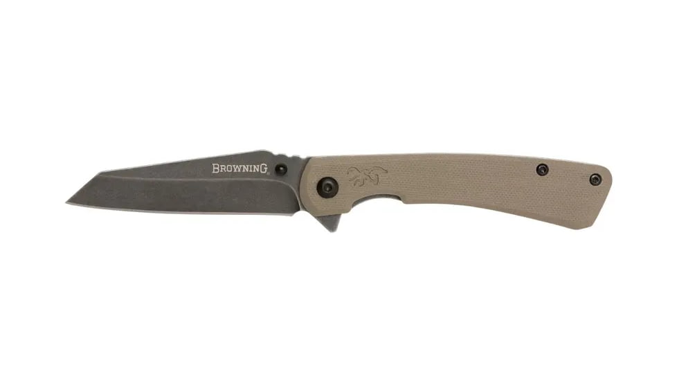 Browning Branded Rock Field 3in Assisted Opening Folding Knife, 7Cr17Mov, Wharncliffe, G10 Handle, N, 3220512