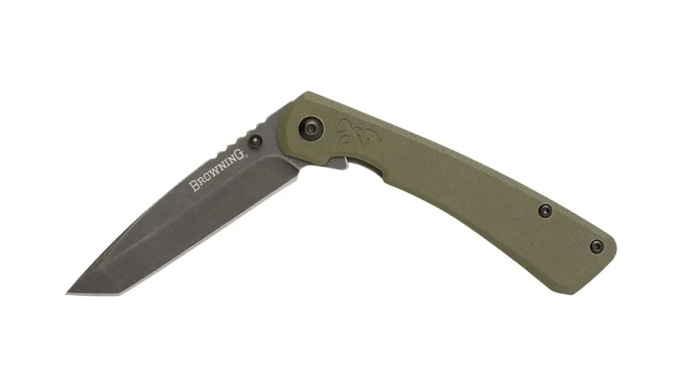 Browning Branded Rock Field Assisted Opening Folding Knife, 3in, 7Cr17Mov, Tanto, G10 Handle, N, 3220507