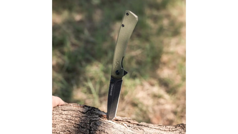 Browning Branded Rock Field Assisted Opening Folding Knife, 3in, 7Cr17Mov, Tanto, G10 Handle, N, 3220507