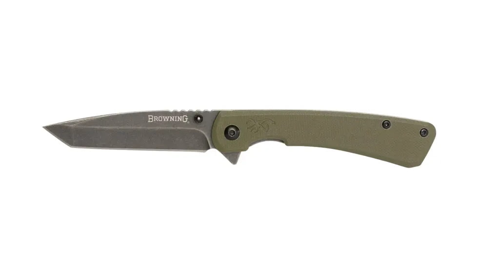 Browning Branded Rock Field Assisted Opening Folding Knife, 3in, 7Cr17Mov, Tanto, G10 Handle, N, 3220507