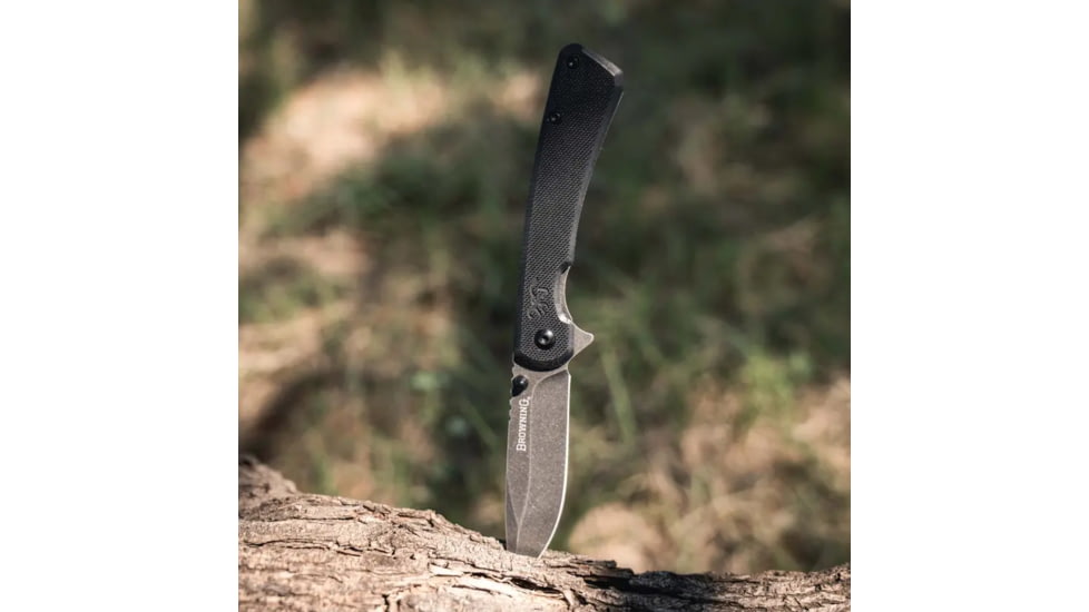 Browning Branded Rock Field Assisted Opening Folding Knife, 3in, 7Cr17Mov, Wharncliffe, G10 Handle, N, 3220514