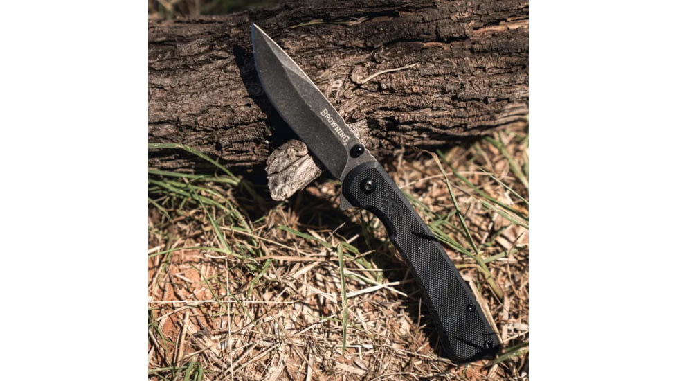 Browning Branded Rock Field Assisted Opening Folding Knife, 3in, 7Cr17Mov, Wharncliffe, G10 Handle, N, 3220514