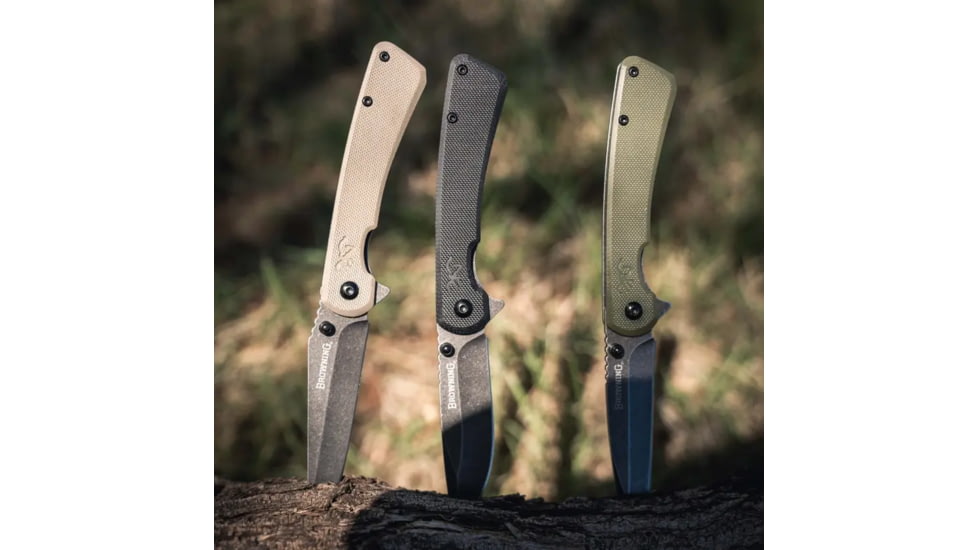 Browning Branded Rock Field Assisted Opening Folding Knife, 3in, 7Cr17Mov, Wharncliffe, G10 Handle, N, 3220514