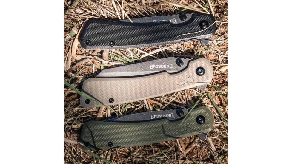 Browning Branded Rock Field Assisted Opening Folding Knife, 3in, 7Cr17Mov, Wharncliffe, G10 Handle, N, 3220514