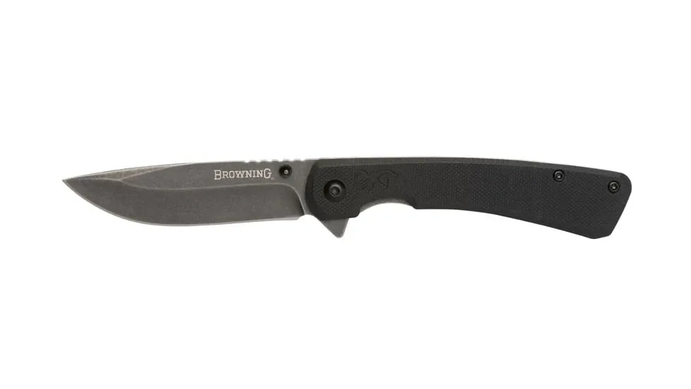 Browning Branded Rock Field Assisted Opening Folding Knife, 3in, 7Cr17Mov, Wharncliffe, G10 Handle, N, 3220514