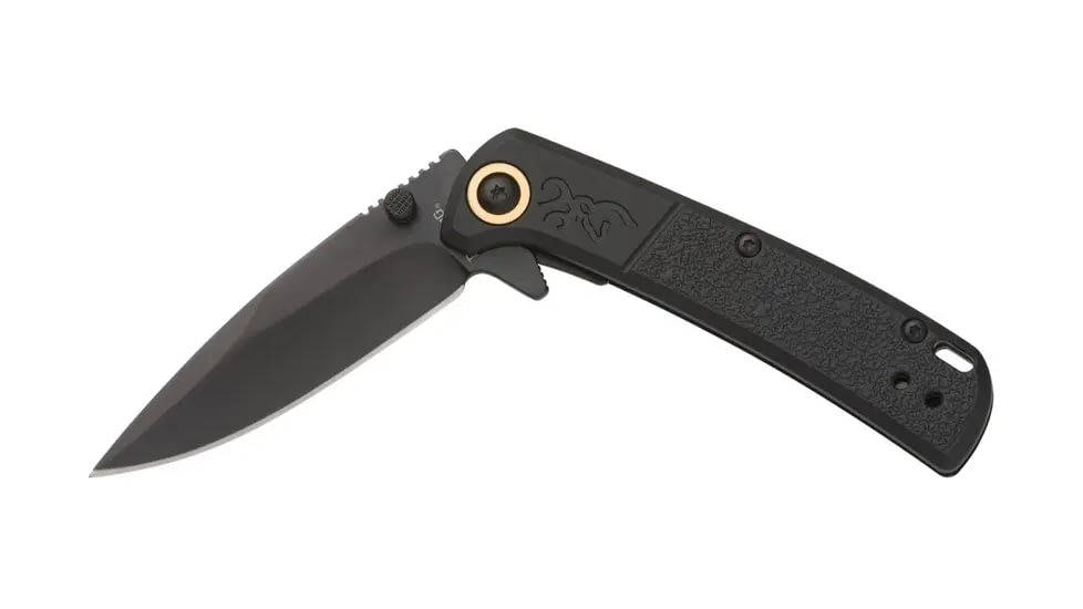 Browning Buckmark Slim Folding Knife - Box, 2.75in, D2 High Carbon Steel, Drop Point, Black Polymer Handle, N, 3220541B