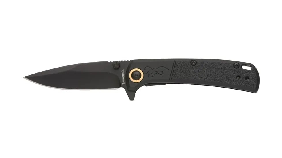 Browning Buckmark Slim Folding Knife - Box, 2.75in, D2 High Carbon Steel, Drop Point, Black Polymer Handle, N, 3220541B