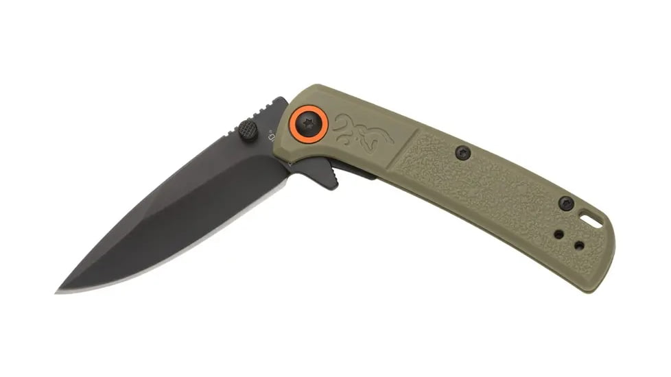 Browning Buckmark Slim Folding Knife - Box, 2.75in, D2 High Carbon Steel, Drop Point, Sage Polymer Handle, N, 3220543B