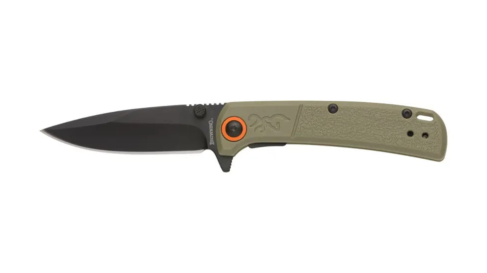 Browning Buckmark Slim Folding Knife - Box, 2.75in, D2 High Carbon Steel, Drop Point, Sage Polymer Handle, N, 3220543B