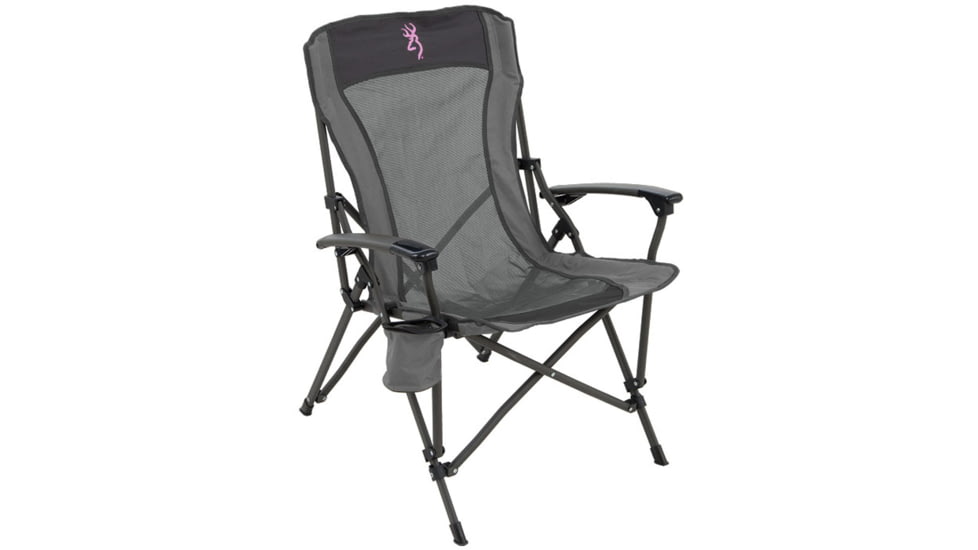 Browning Camping Fireside Chair w/Pink Buckmark, Charcoal/Gray, 8517958