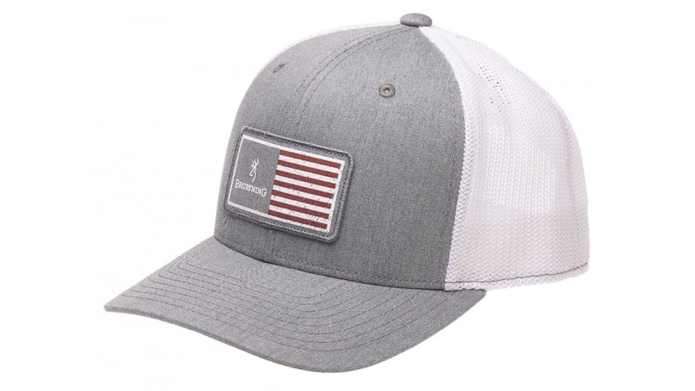 Browning Men's Cap Mustang Back Rec Flag Patch, Gray, 308036691