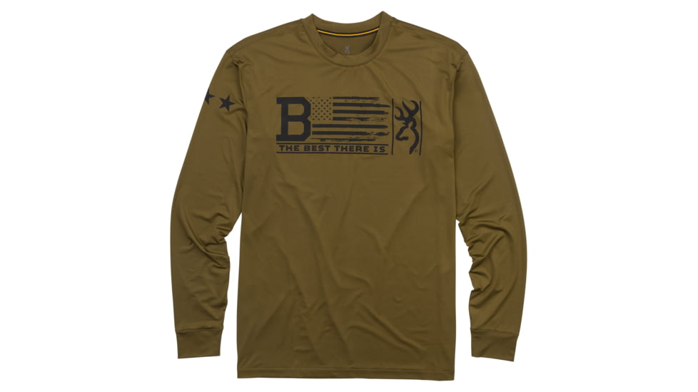 Browning Graphic Long Sleeve Sun Shirt - Mens, Military Green, Large, 3011796403