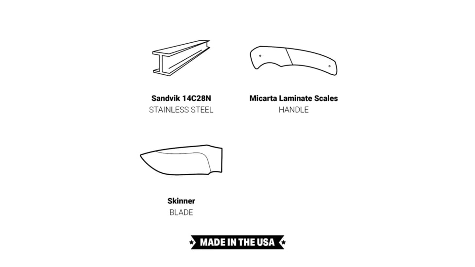 Browning Guide Series Fixed Blade Knife, 3.625in, Sandvik 14C28N, Skinner, G10 Handle, Split Grain Leather, 3220451