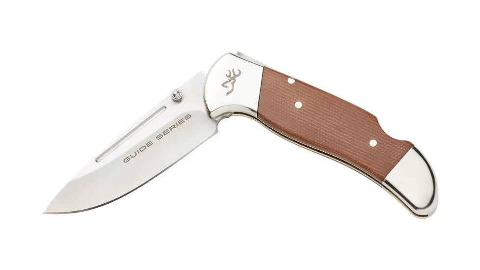 Browning Guide Series Folding Knife, 3.375in, Sandvik 14C28N, Drop Point, G10 Handle, N, 3220453