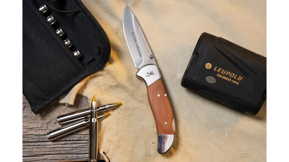 Browning Guide Series Folding Knife, 3.375in, Sandvik 14C28N, Drop Point, G10 Handle, N, 3220453