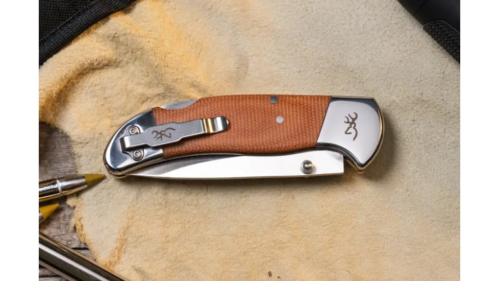 Browning Guide Series Folding Knife, 3.375in, Sandvik 14C28N, Drop Point, G10 Handle, N, 3220453