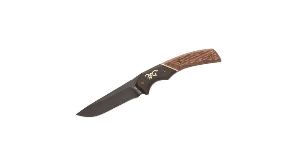 Browning Hunter Fixed Blade Knife, 3.5in, 440-C, Drop Point, Wood Handle, 3220395