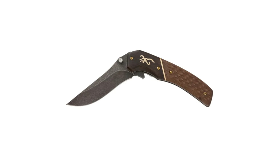 Browning Hunter Folding Knife - Box, 3.5in, 440-C, Straight Back, Wood Handle, N, 3220392B