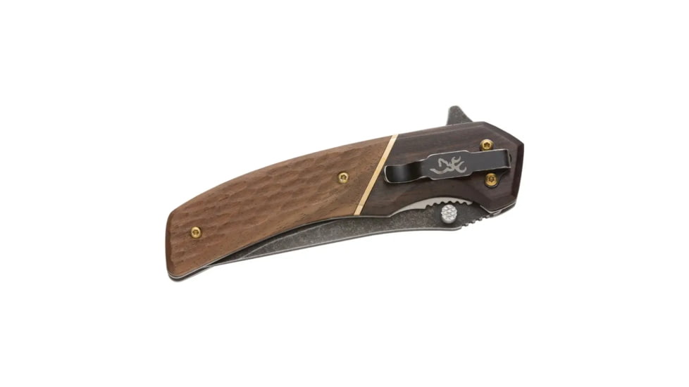 Browning Hunter Folding Knife - Box, 3.5in, 440-C, Straight Back, Wood Handle, N, 3220392B