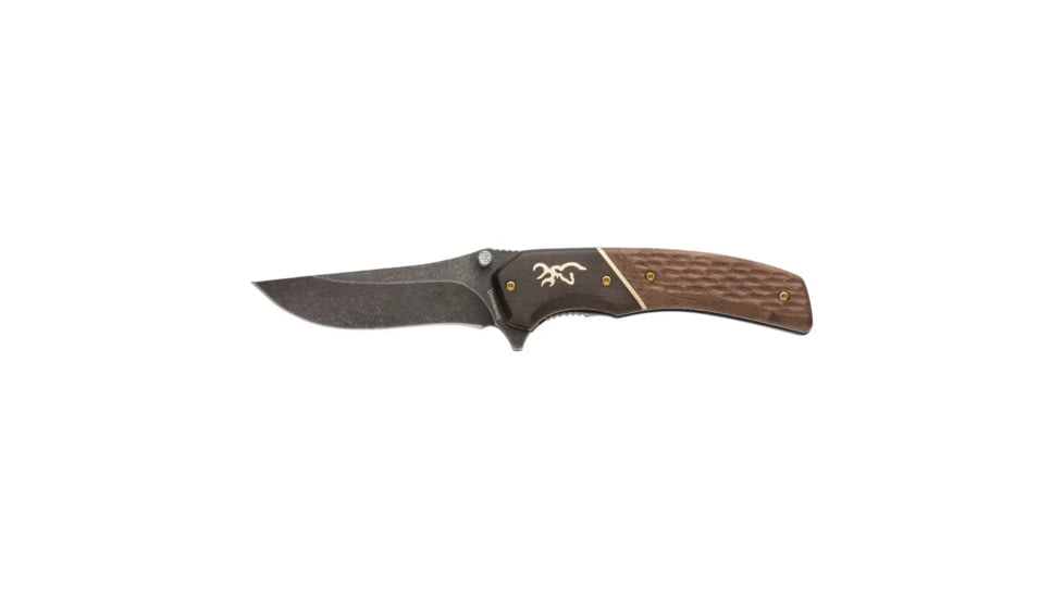 Browning Hunter Folding Knife - Box, 3.5in, 440-C, Straight Back, Wood Handle, N, 3220392B