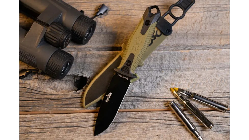 Browning Ignite 2 Fixed Blade Knife, 4in, 7Cr17Mov, Drop Point, Orange Injection Molded, Orange, 3220334