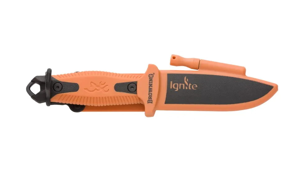 Browning Ignite 2 Fixed Blade Knife, 4in, 7Cr17Mov, Drop Point, Orange Injection Molded, Orange, 3220334