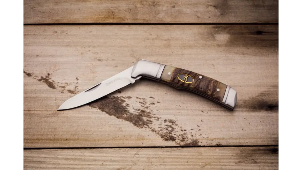 Browning Joint Venture 1 Blade Folding Knife, 2.875in, 8Cr13MoV, Drop Point, Bone Handle, N, 3220011