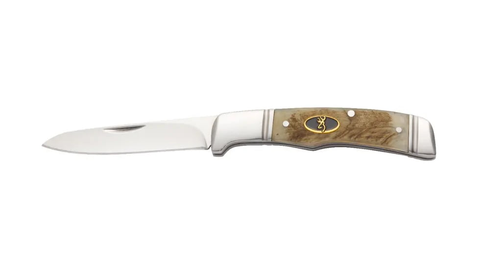 Browning Joint Venture 1 Blade Folding Knife, 2.875in, 8Cr13MoV, Drop Point, Bone Handle, N, 3220011