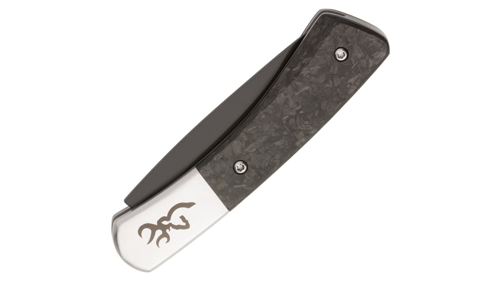 Browning Knoll Folding Knife - Box, 2.375in, Swedish Sandvik 12C27, Drop Point, Black Handle, N, 3220476B