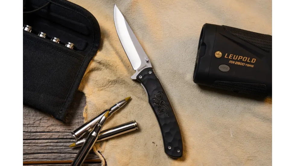 Browning Medium Primal Linerlock Folding Knife, 3.5in, 8Cr13MoV, Drop Point, Polymer/Rubber Handle, N, 3220429B