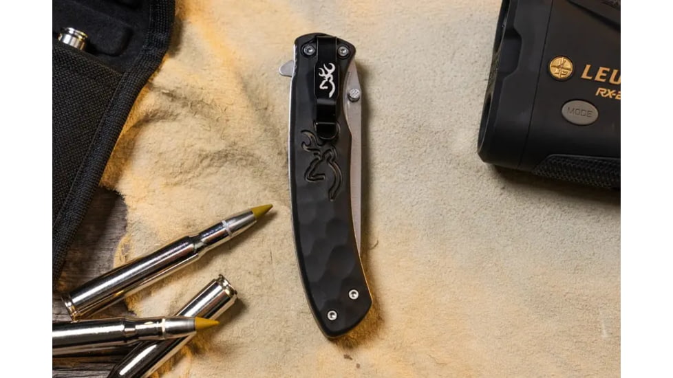 Browning Medium Primal Linerlock Folding Knife, 3.5in, 8Cr13MoV, Drop Point, Polymer/Rubber Handle, N, 3220429B