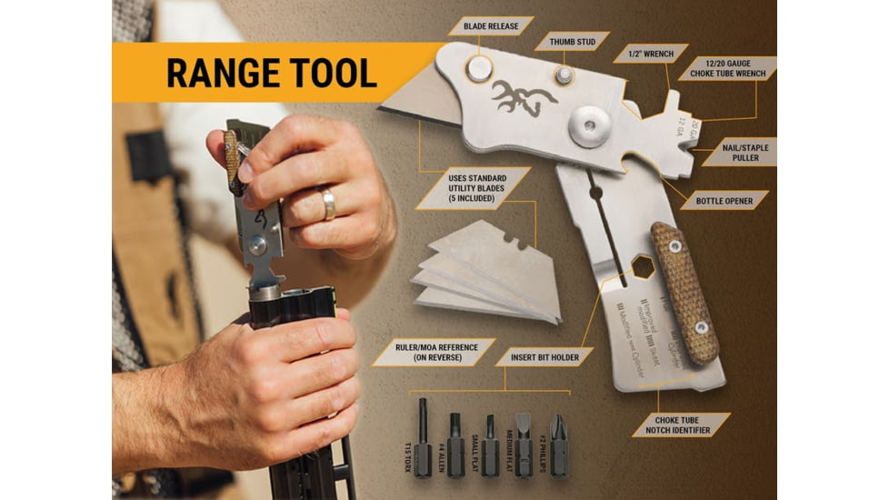 Browning Mini Range Tool, 1in, Utility Blade, Stainless, 3220480