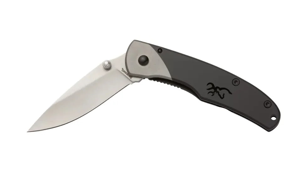Browning Mountain Ti 2 Medium Folding Knife, 2.75in, 7Cr17Mov, Drop Point, Machined 420JI Stainless Steel Handle, N, 3220321