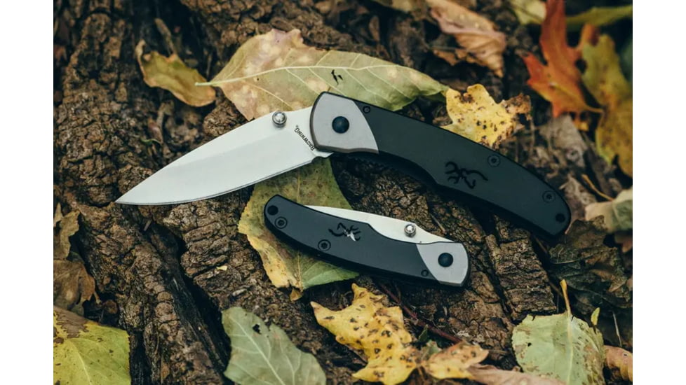 Browning Mountain Ti 2 Medium Folding Knife, 2.75in, 7Cr17Mov, Drop Point, Machined 420JI Stainless Steel Handle, N, 3220321