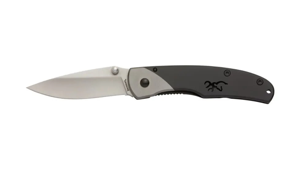 Browning Mountain Ti 2 Medium Folding Knife, 2.75in, 7Cr17Mov, Drop Point, Machined 420JI Stainless Steel Handle, N, 3220321