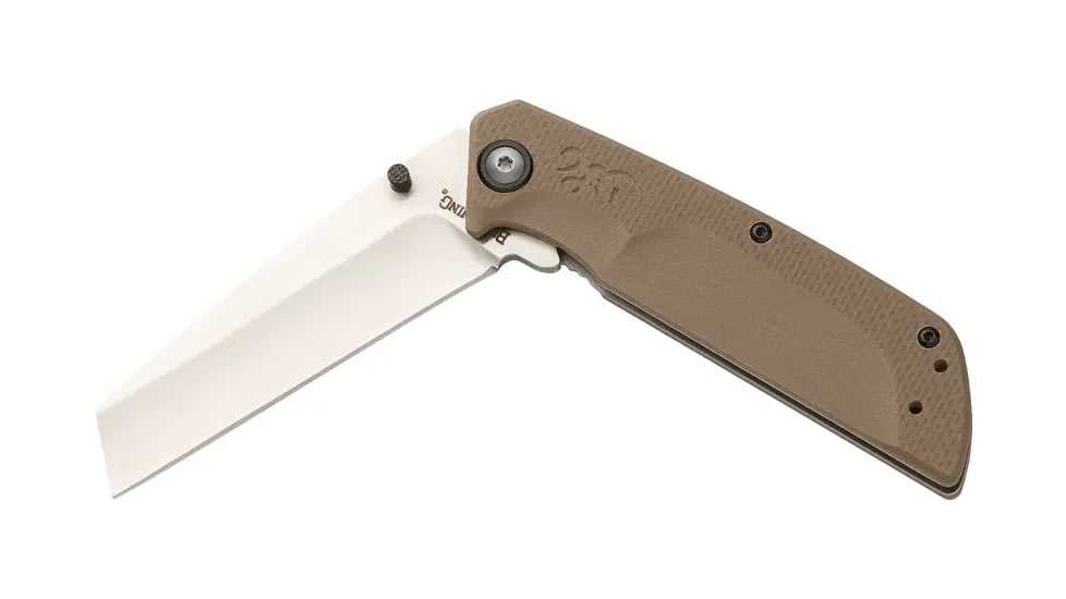 Browning Plateau Folding Knife, 3.25in, D2 High Carbon Steel, Cleaver, G10 Handle, N, 3220469