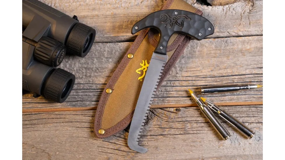 Browning Primal Bone Saw - Box, 5.25in, 8Cr13MoV, Polymer/Rubber Handle, Black, 3220425B