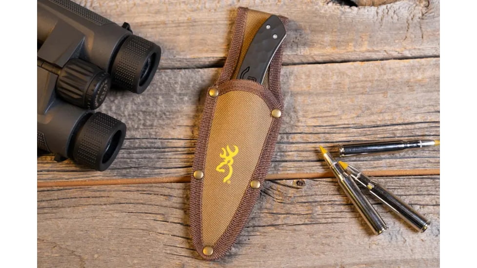 Browning Primal Gut Tool Fixed Blade Knife, 3.125in, 8Cr13MoV, Gut, Polymer/Rubber Handle, Black, 3220424