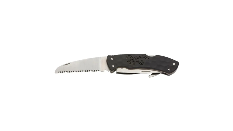 Browning Primal Kodiak Folding Knife, 3.75in, 8Cr13MoV, Drop Point, Polymer/Rubber Handle, Black, 3220430
